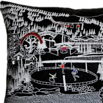 14" X 46" Black Gray and White Wool Zippered Pillow