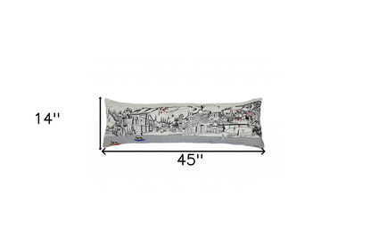 14" X 46" Cream Wool Zippered Pillow