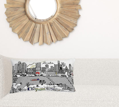 24" White Austin Daylight Skyline Lumbar Decorative Pillow
