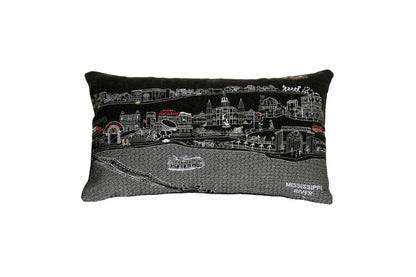 24" Black New Orleans Nighttime Skyline Lumbar Decorative Pillow