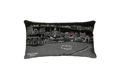 24" Black New Orleans Nighttime Skyline Lumbar Decorative Pillow