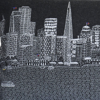 14" X 25" Black Gray and White Wool Zippered Pillow