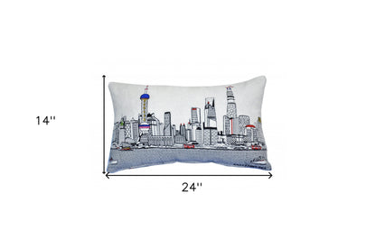 14" X 25" Cream Wool Zippered Pillow