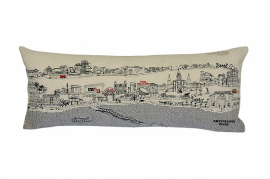 35" White New Orleans Daylight Skyline Lumbar Decorative Pillow