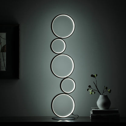 39" Black Metal Five Circle Geometric Sculpture LED Table Lamp