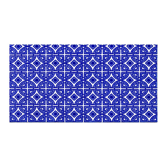 2' X 4' Cobalt Blue And White Geometric Washable Non Skid Area Rug