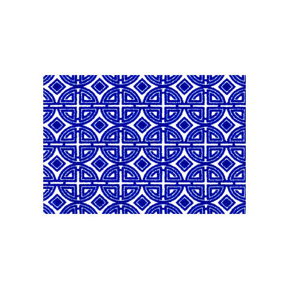 2' X 3' Cobalt Blue And White Geometric Tufted Washable Non Skid Area Rug