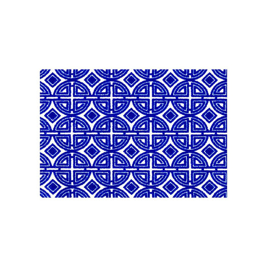 2' X 3' Cobalt Blue And White Geometric Tufted Washable Non Skid Area Rug