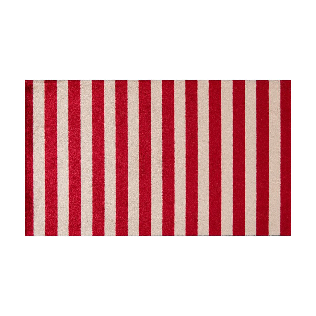 2' X 4' Red And Sand Striped Tufted Washable Non Skid Area Rug