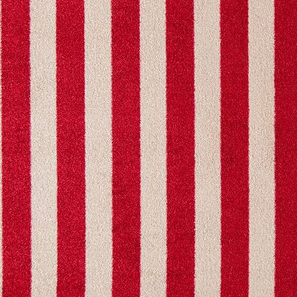 2' X 4' Red And Sand Striped Tufted Washable Non Skid Area Rug