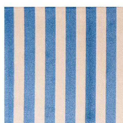 2' X 6' Ocean Blue And Sand Striped Tufted Washable Non Skid Area Rug