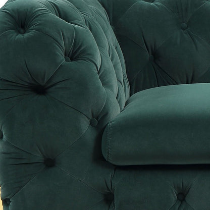 50" Green Tufted Velvet And Gold Solid Color Lounge Chair