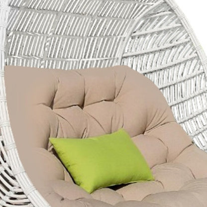 69" Beige And White Metal Swing Chair With Beige Cushion