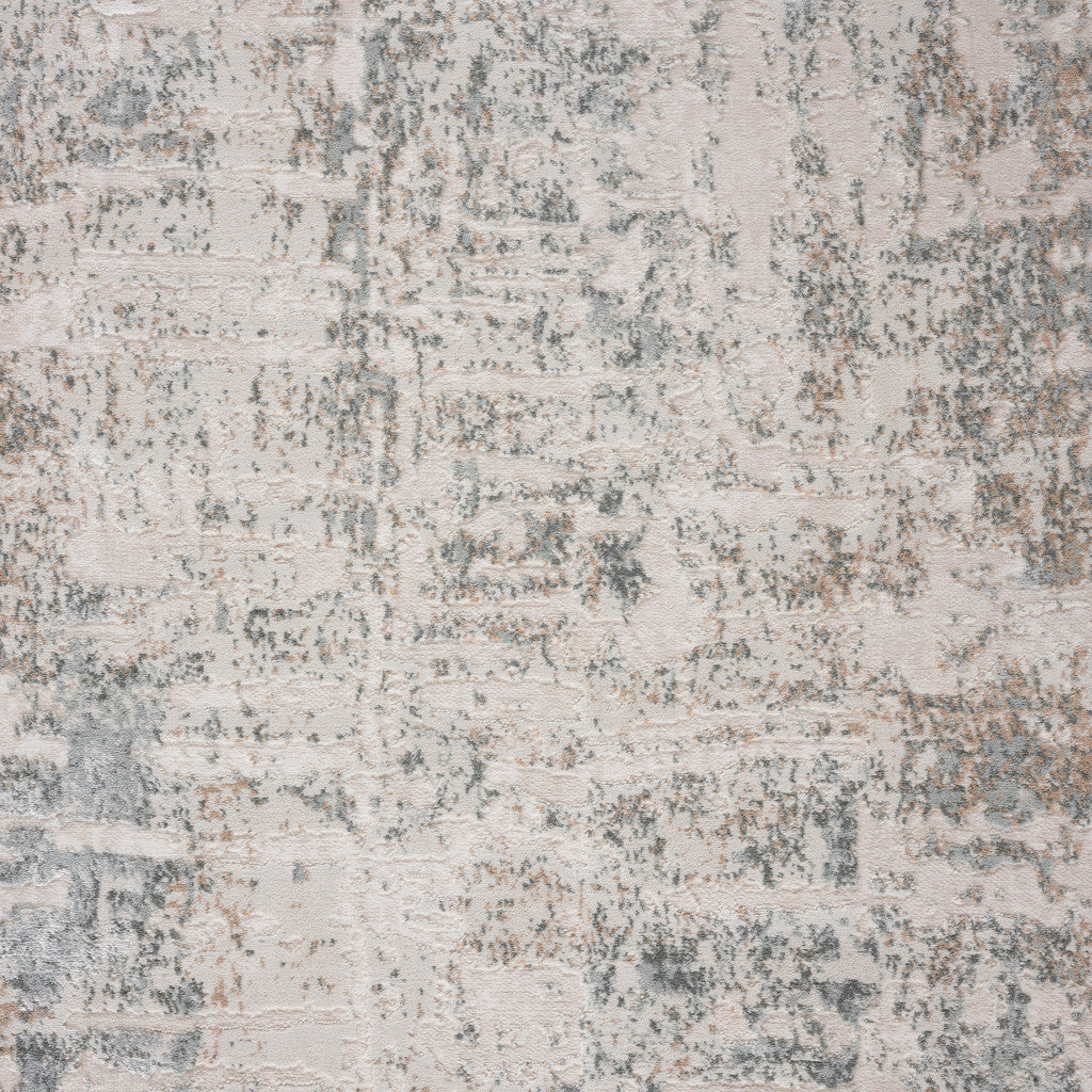 2' X 3' Gray Blue Taupe And Cream Abstract Distressed Stain Resistant Area Rug