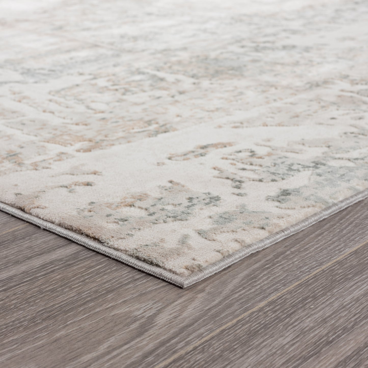 2' X 3' Gray Blue Taupe And Cream Abstract Distressed Stain Resistant Area Rug