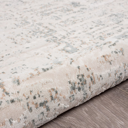 2' X 3' Gray Blue Taupe And Cream Abstract Distressed Stain Resistant Area Rug