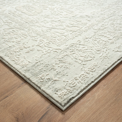 2' X 3' Ivory And Gray Floral Stain Resistant Area Rug