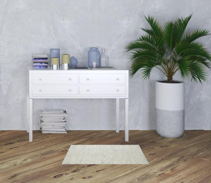 2' X 3' Ivory And Gray Floral Stain Resistant Area Rug
