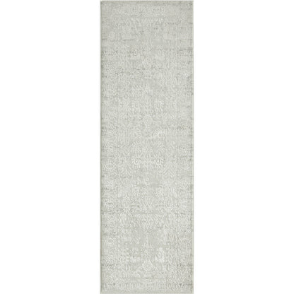 2' X 6' Ivory And Gray Floral Stain Resistant Area Rug