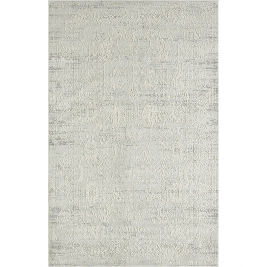 4' X 6' Ivory And Gray Floral Stain Resistant Area Rug