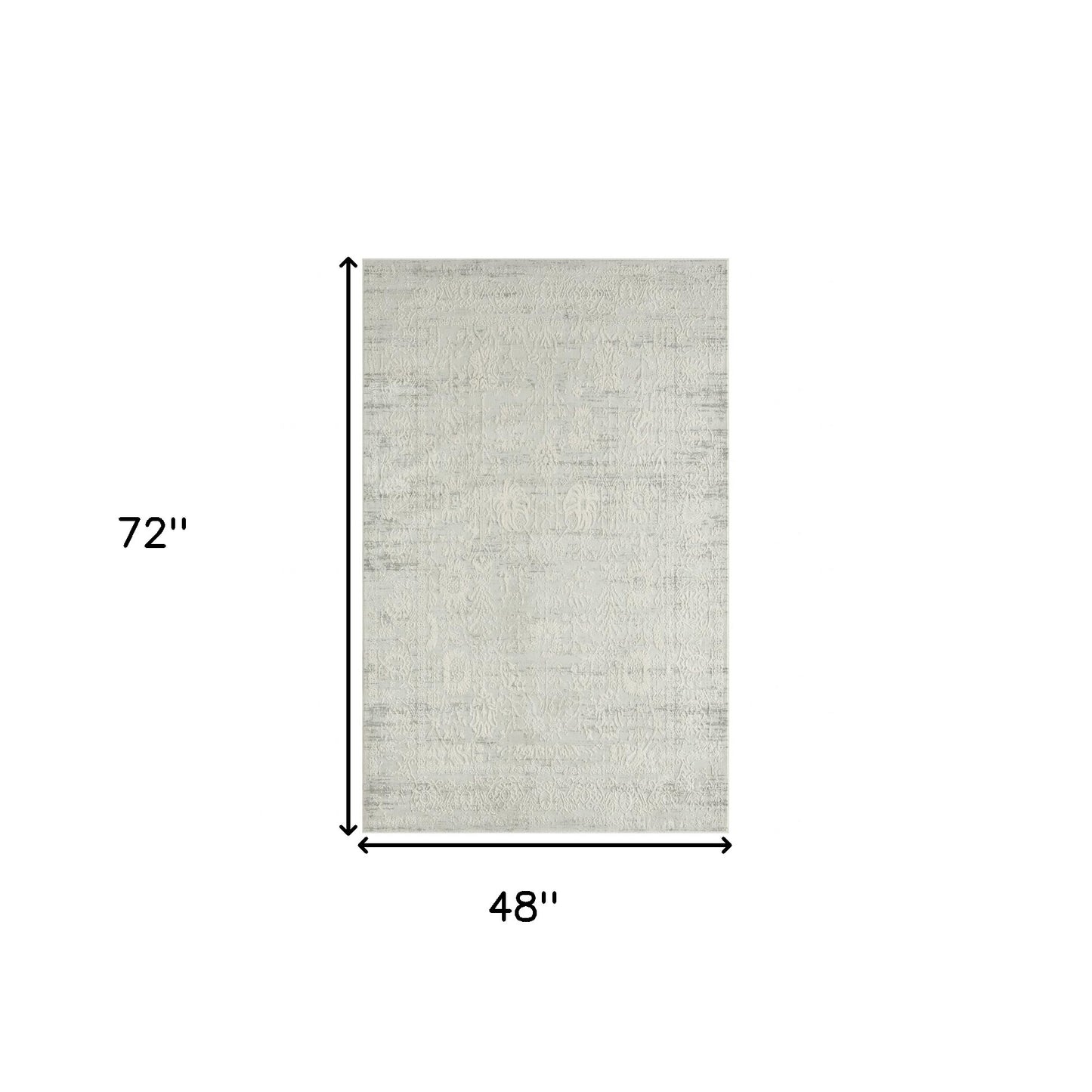 4' X 6' Ivory And Gray Floral Stain Resistant Area Rug