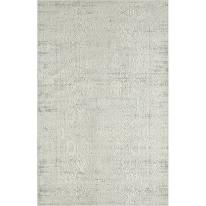 8' X 10' Ivory And Gray Floral Power Loom Distressed Stain Resistant Area Rug