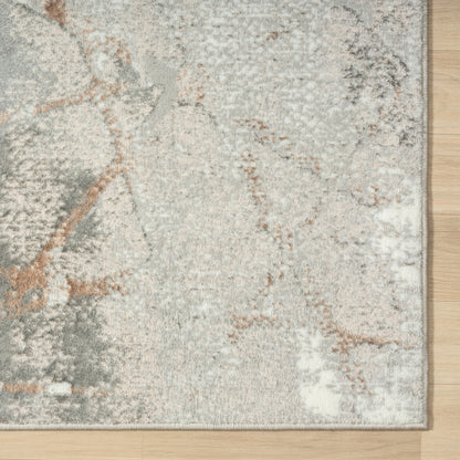 5' X 7' Beige Gray And Brown Abstract Stain Resistant Area Rug