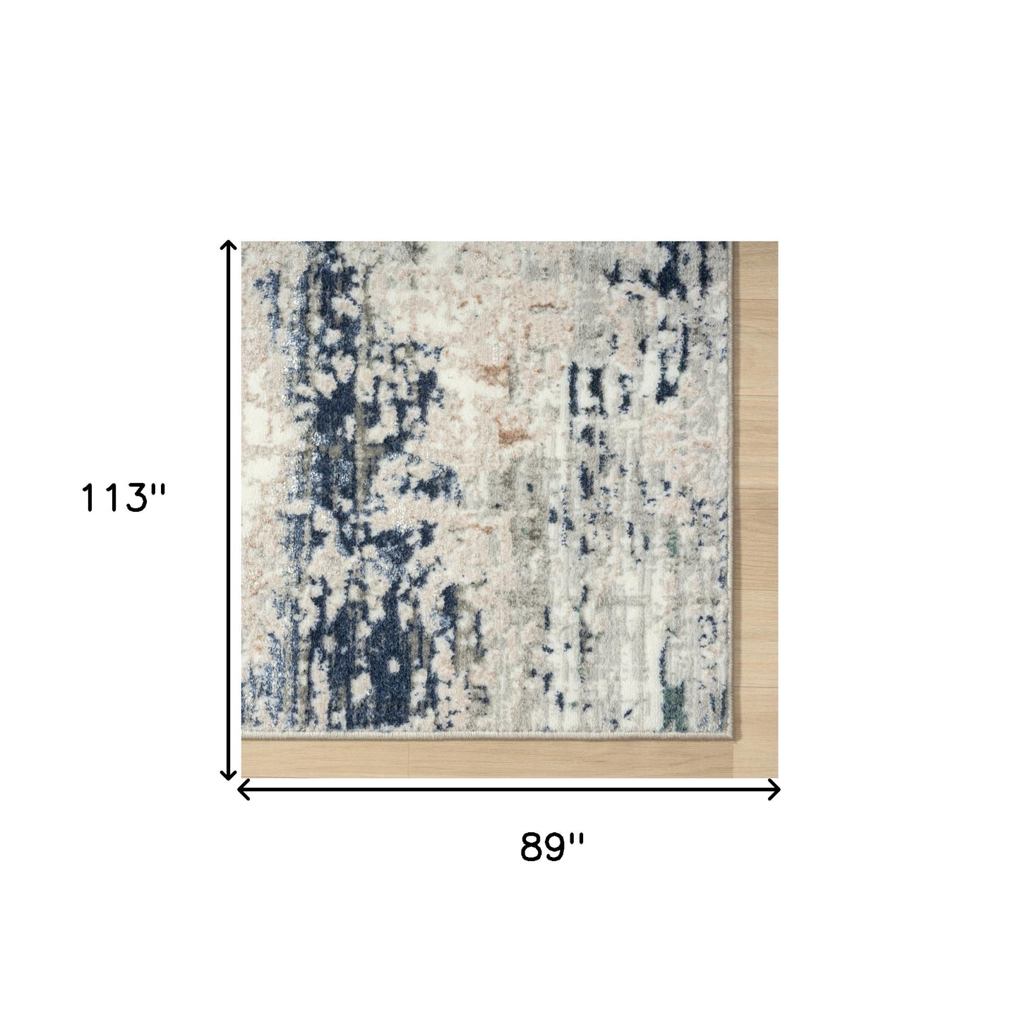 7' X 9' Beige Cream Blue And Gray Abstract Stain Resistant Area Rug