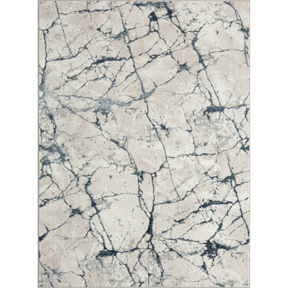 7' X 9' Blue And Gray Abstract Stain Resistant Area Rug