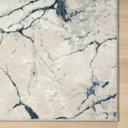 7' X 9' Blue And Gray Abstract Stain Resistant Area Rug