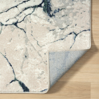 7' X 9' Blue And Gray Abstract Stain Resistant Area Rug