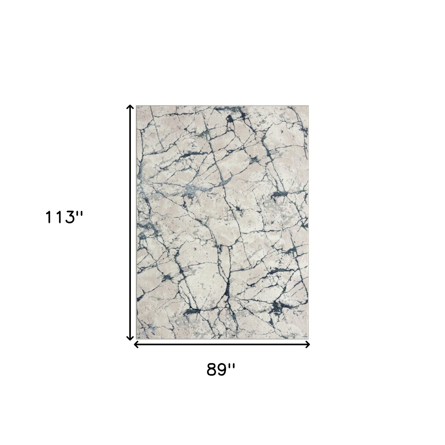 7' X 9' Blue And Gray Abstract Stain Resistant Area Rug