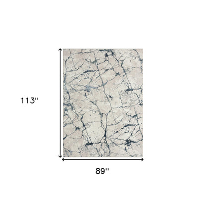 7' X 9' Blue And Gray Abstract Stain Resistant Area Rug