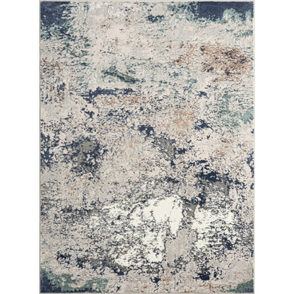 7' X 9' Blue And Gray Abstract Stain Resistant Area Rug