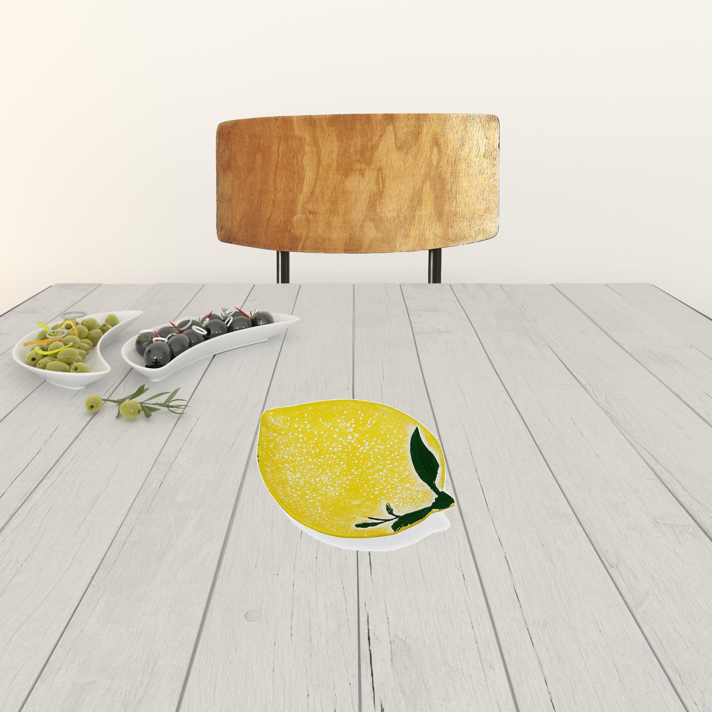 8" Yellow Lemon Metal Handmade Tray