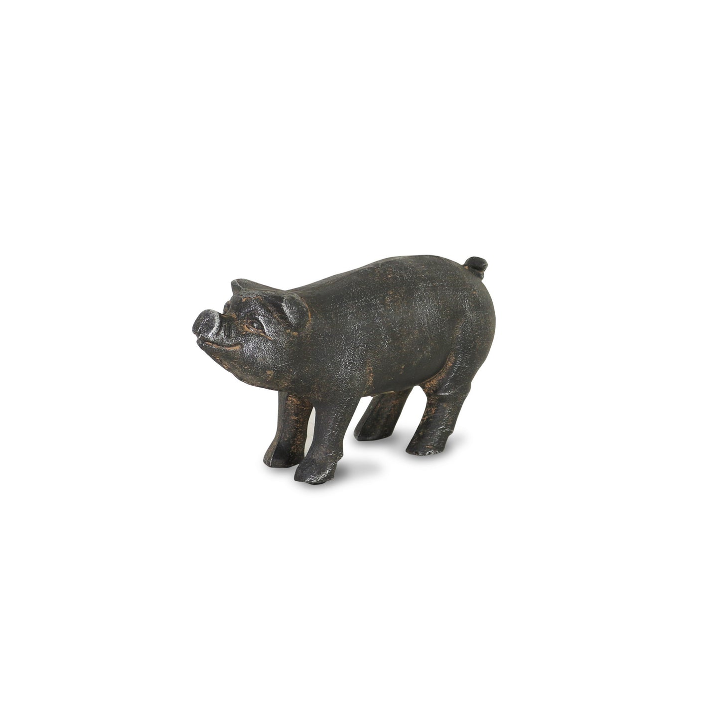 5" Black Cast Iron Pig Hand Painted Sculpture
