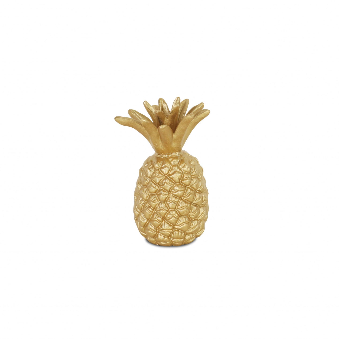 8" Gold Cast Iron Pineapple Hand Painted Sculpture