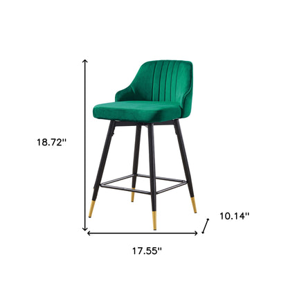 Set Of Two 35" Green and Black Bar Height Chairs