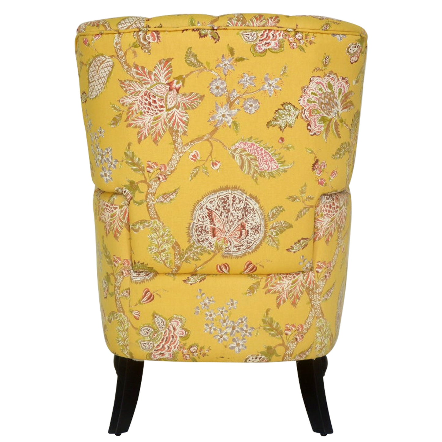 28" Golden Yellow Green And Brown Polyester Blend Toile Arm Chair