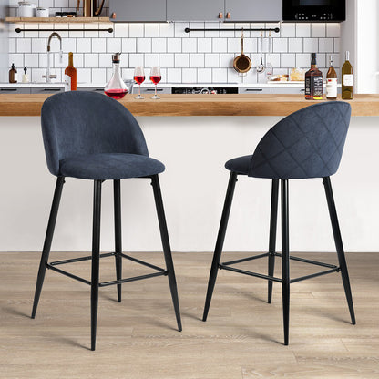 Set Of Two 38" Blue And Black Low Back Counter Height Bar Chairs