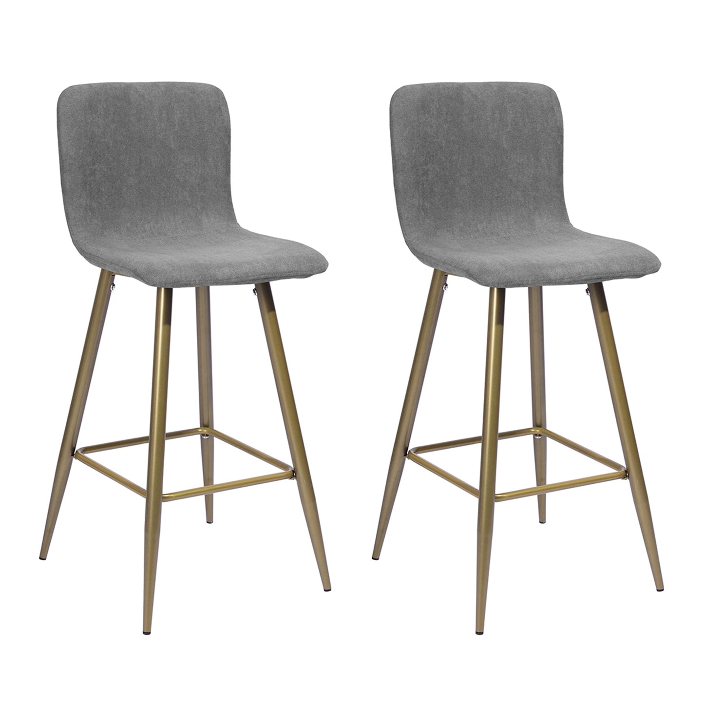 Set Of Two 40" Gray And Gold Bar Height Chairs With Footrest