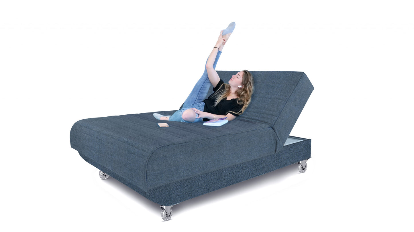 Blue Jeans and Blue Full Adjustable Upholstered Polyester No Bed with Mattress
