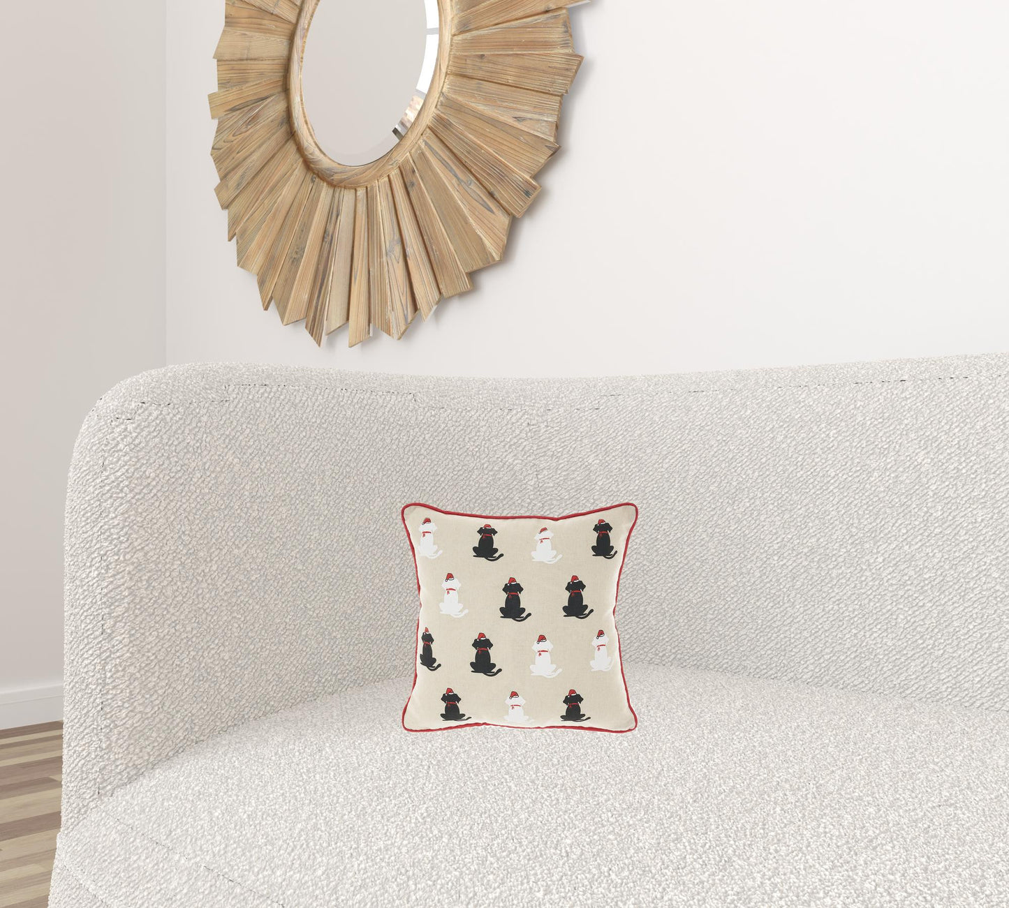 12" X 12" Natural Zippered Handmade Polyester Christmas Throw Pillow