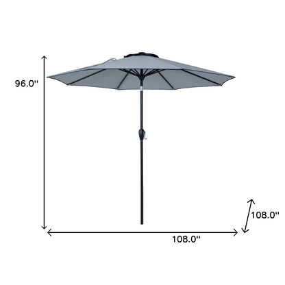 9' Light Grey And Charcoal Polyester Octagonal Tilt Market Patio Umbrella