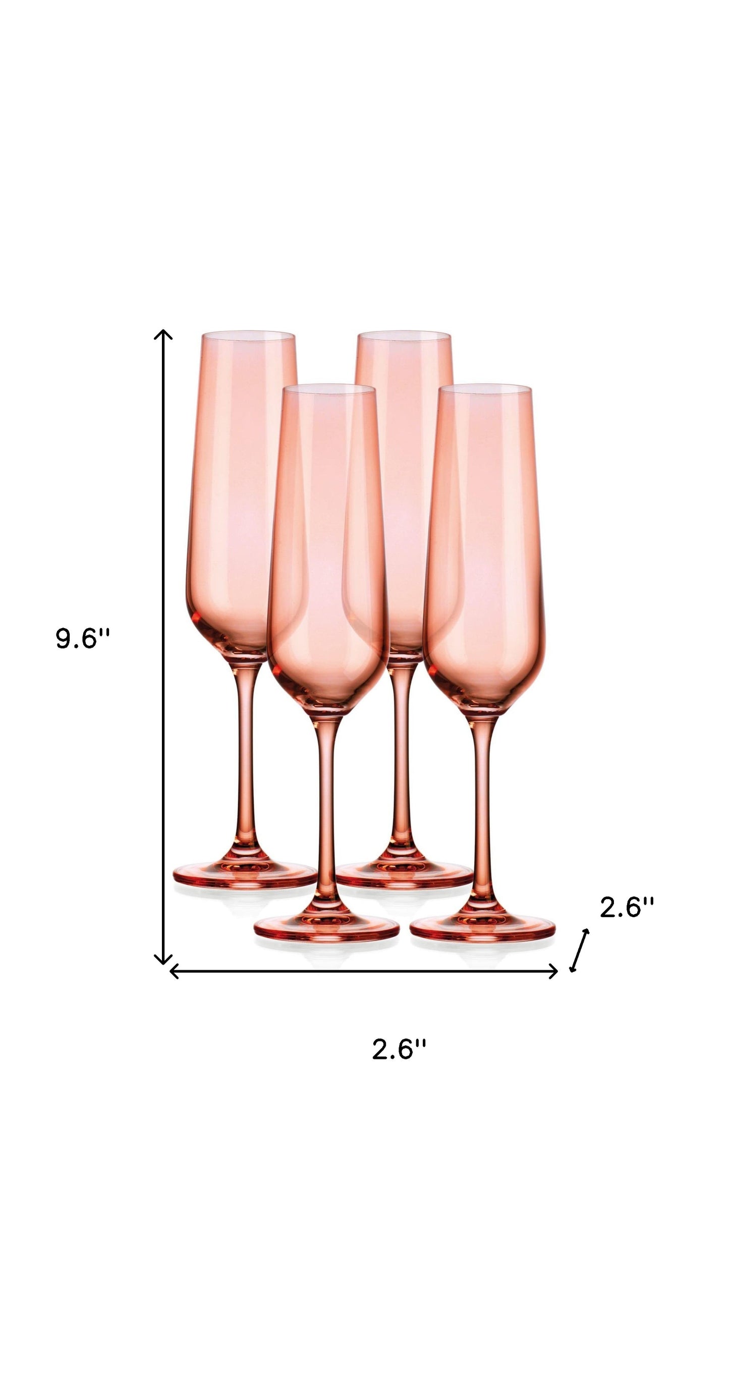Set of Four Translucent Blush Champagne Flutes