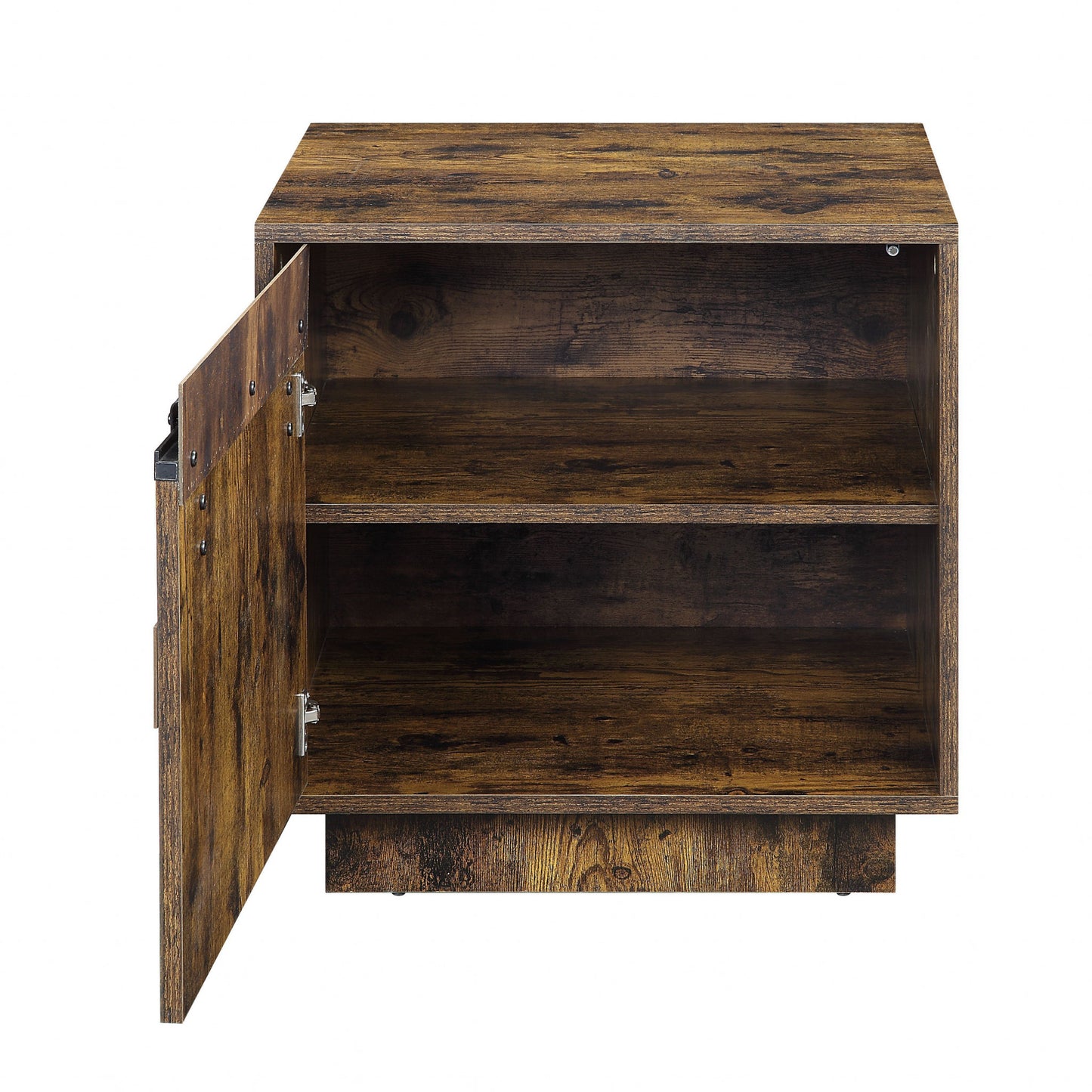 22" Rustic Oak Barn Door Cabinet End Table