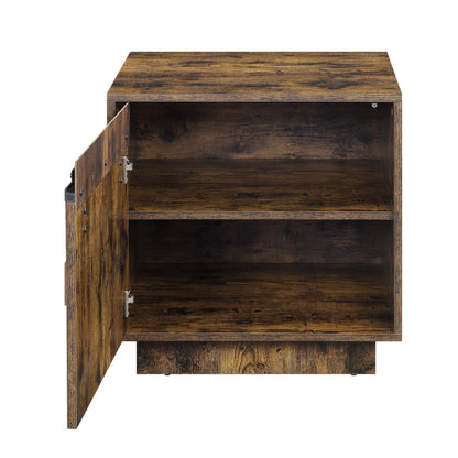 22" Rustic Oak Barn Door Cabinet End Table