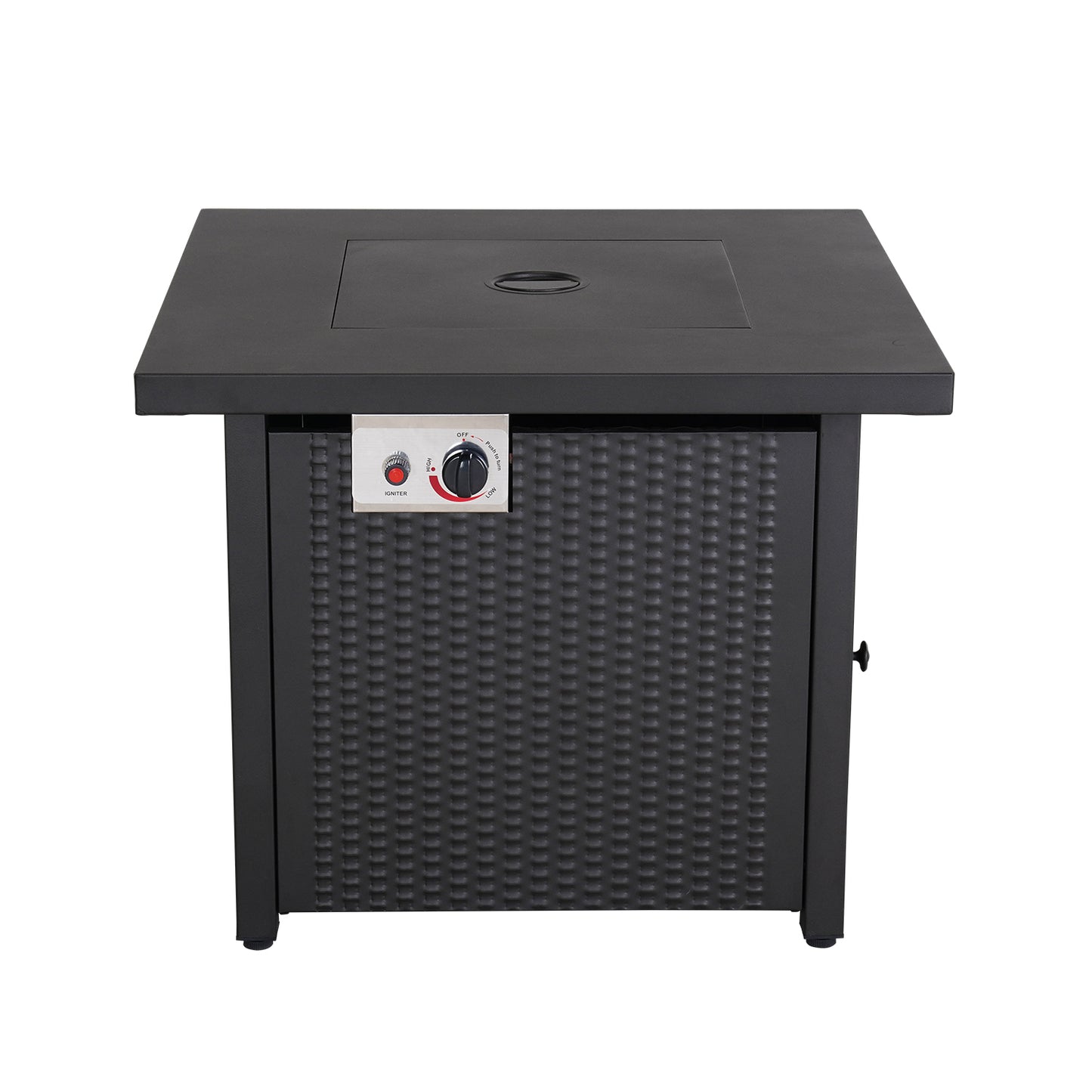 30" Black Steel Propane Square Fire Pit