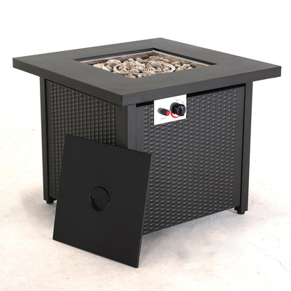 30" Black Steel Propane Square Fire Pit