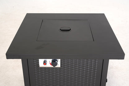 30" Black Steel Propane Square Fire Pit